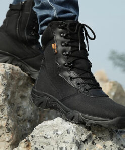 Spring Men Military Tactical Boots High Top Canvas Round Toe Zipper Lace Up Combat Army Boot Mens Ankle Casual Desert Shoes